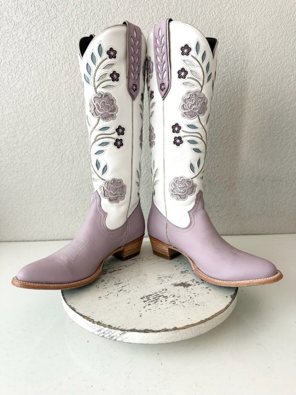 Lane KENZIE Knee High Womens Cowboy Boots Purple White Western Cowgirl Tall 9.5 - Picture 8 of 12